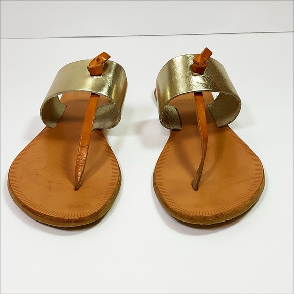 Joie Nice Gold Tone Leather Thong Sandal - Picture 5 of 9
